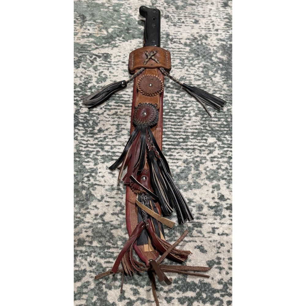Vintage Montero Honduras Machete w/ Leather Sheath & Decorative Tassels